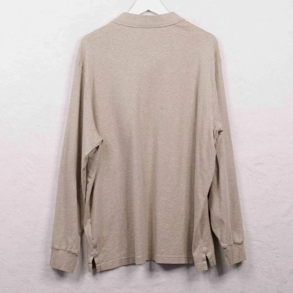 POLO RALPH LAUREN Classic Fit Long Sleeve Polo Shirt Tan Flesh Pony Mens XXL
